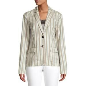 Lafayette 148 New York Vangie Elixir‎ Stripes Cotton Blazer 4